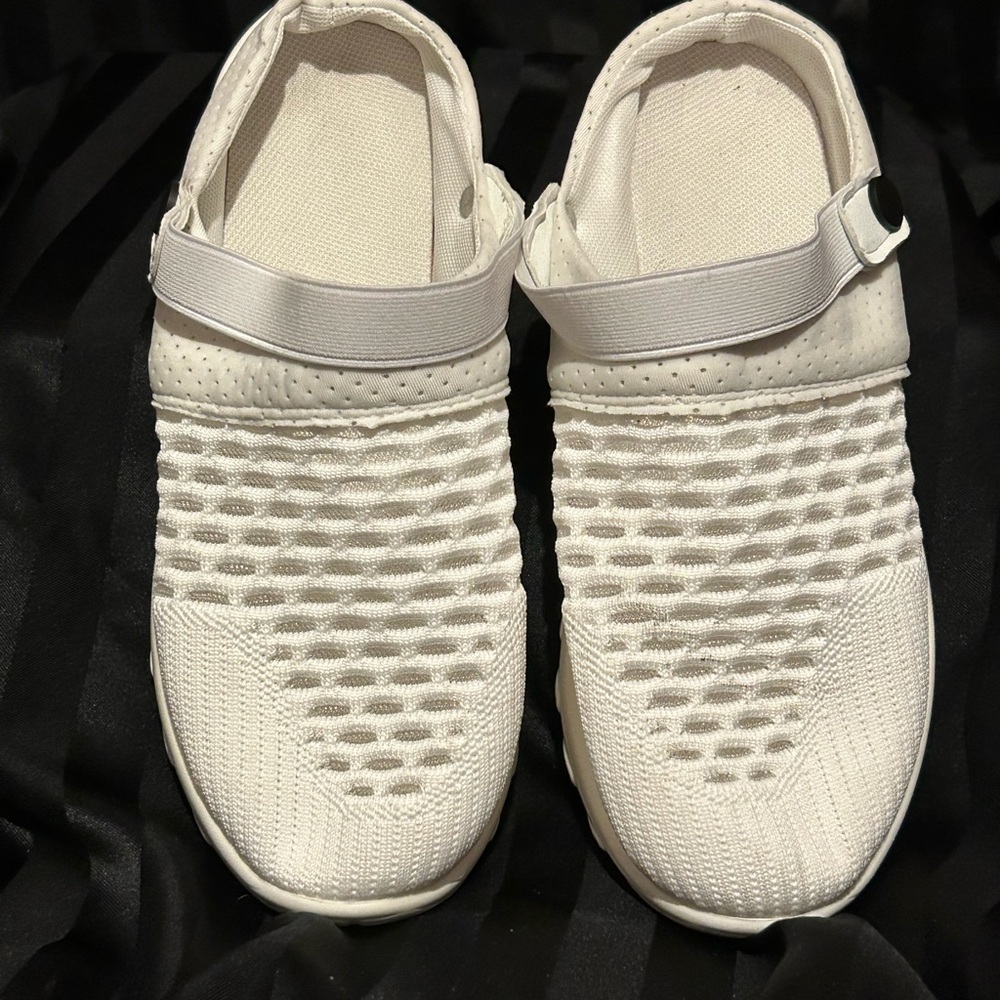 White Mesh Slip-On Shoes